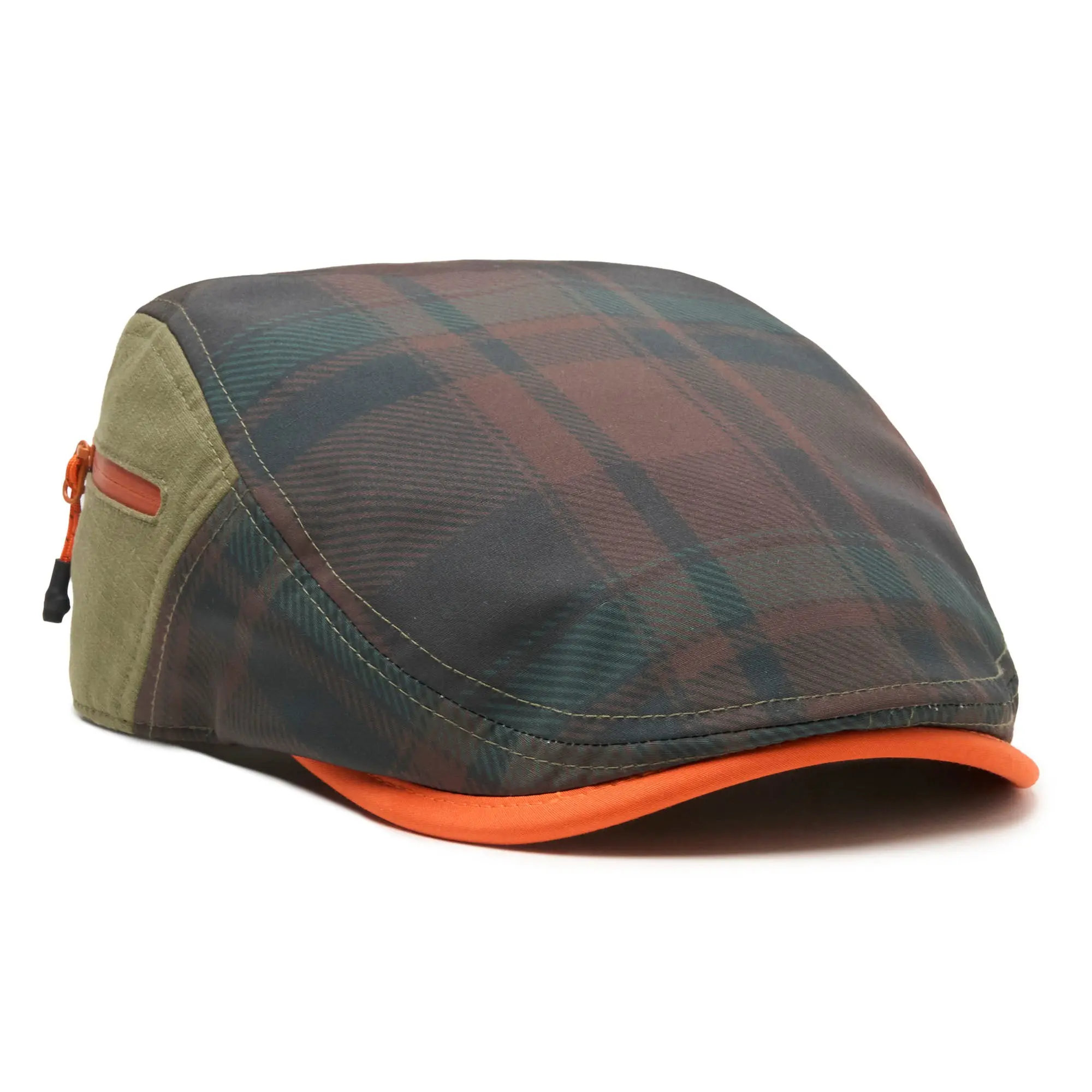 The Campfire Boston Scally Cap - Forest Green & Bonfire Plaid