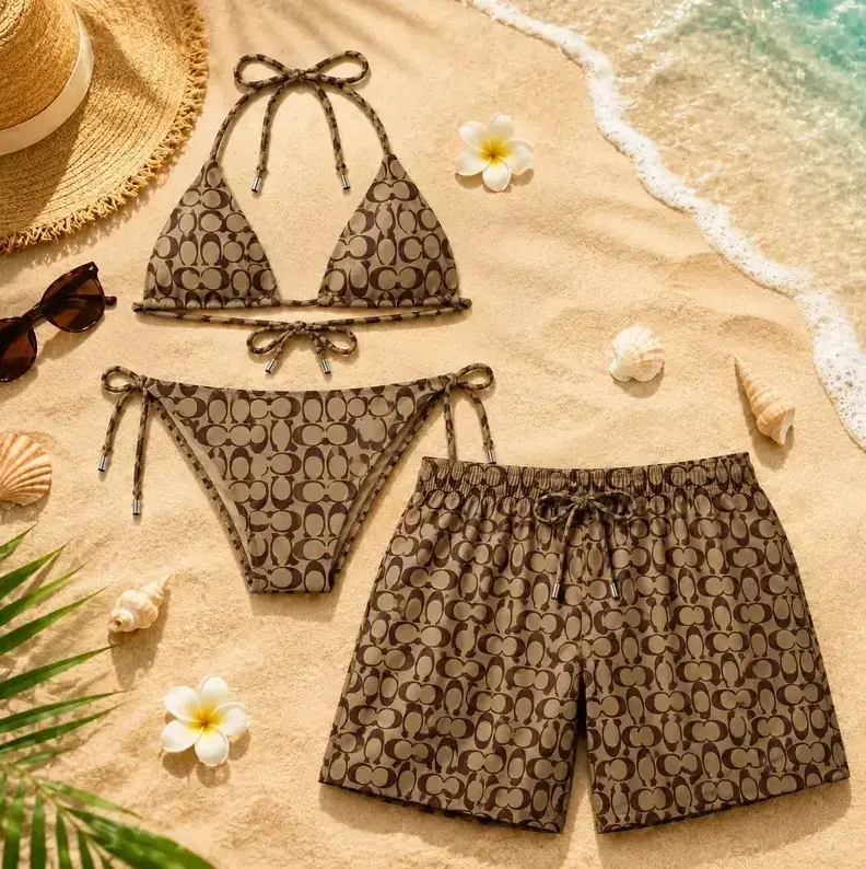 Signature Swim Matching Couple Swimwear Set 2026, Couple Bikini & Men's Swim Trunks, Beach Vacation Swimwear for Him & Her