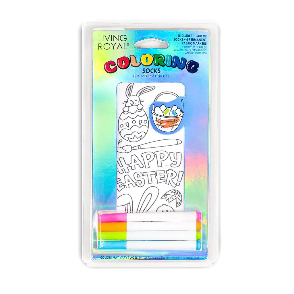 Easter Coloring Sock | Soft Breathable Ankle Socks with Permanent Fabric Marker - Unisex DIY Creative Fun Socks for Everyday Wear & Gifts - One Size Fits Most