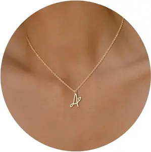 TEWIKY Initial Necklace for Women, Dainty Letter Pendant Necklace Trendy Waterproof Simple Custom Personalized Monogram Choker Necklace Jewelry Gift