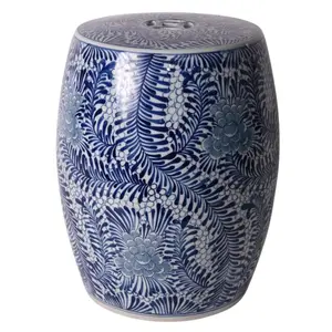 Blue & White Blooming Flowers Porcelain Garden Stool