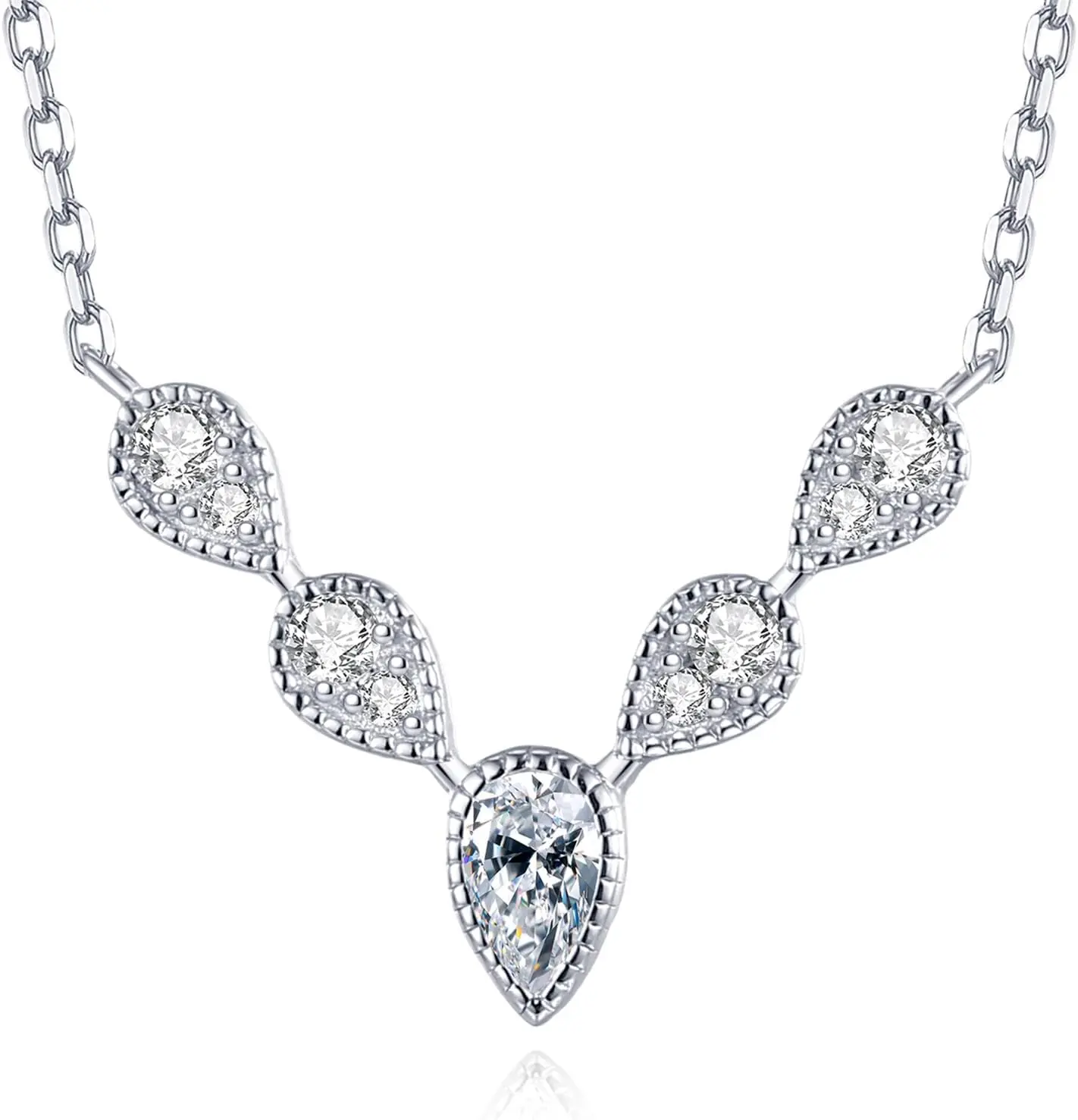 Women's 925 Sterling Silver 5-Stone D Color VVS1 Moissanite Pendant Necklace - GRA-Certified, Hypoallergenic, Diamond-Like Sparkle, Ideal for Wedding Anniversary, Birthday Gifting