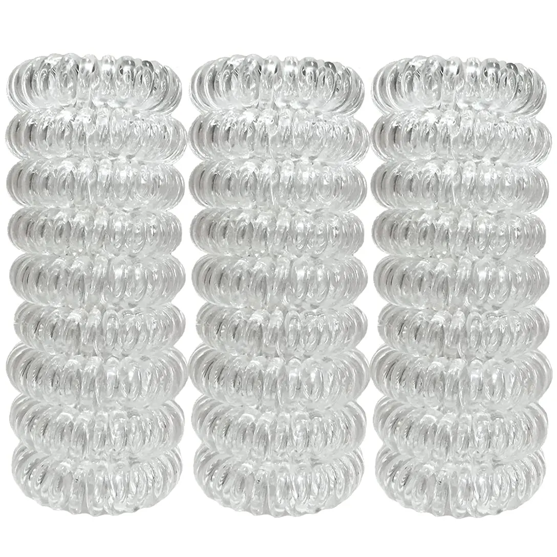 27 Pieces Spiral Coil Hair Ties: Waterproof Elastic Traceless Ponytail Holders, Colorless 1.58inch (4cm) No Crease Hair Bands