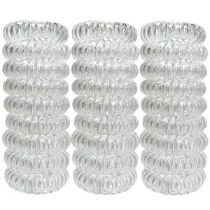27 Pieces Spiral Coil Hair Ties: Waterproof Elastic Traceless Ponytail Holders, Colorless 1.58inch (4cm) No Crease Hair Bands