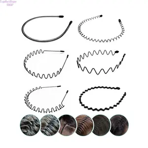 Men's & Female 6-Pcs Solid Color Wavy Zig Zag Headbands, Non-Slip Thin Elastic Sports Headbands, Minimalist Basic Hair Styling Accessories for Daily Wear, Workout, Zig Zag Headband,summervibes