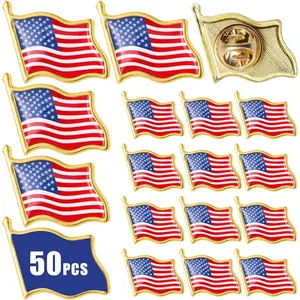 50 PCS American Flag Lapel Pins Bulk, Metal USA Flag Pin with Butterfly Clutch, Patriotic Badge for Veterans, Events and Celebrations