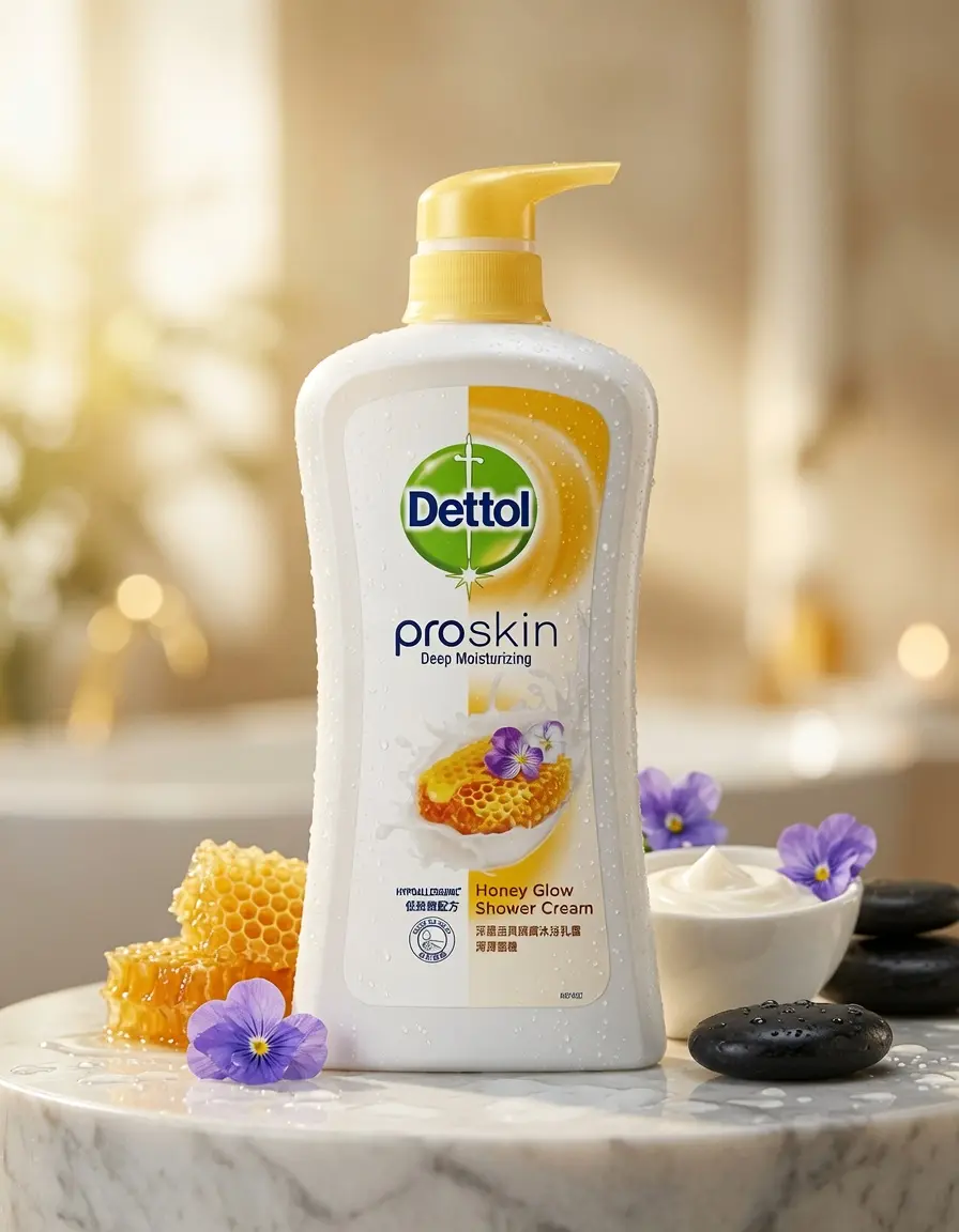 Dettol Antibacterial Body Wash Honey Glow Scent 950 ml - Hydrating Cleanser & Moisturizer for Silky, Soft Skin - Luxurious Daily Body Care Shower Cream, Aluminum Free, Cleansing, Adults, Moisturizing, Smooth