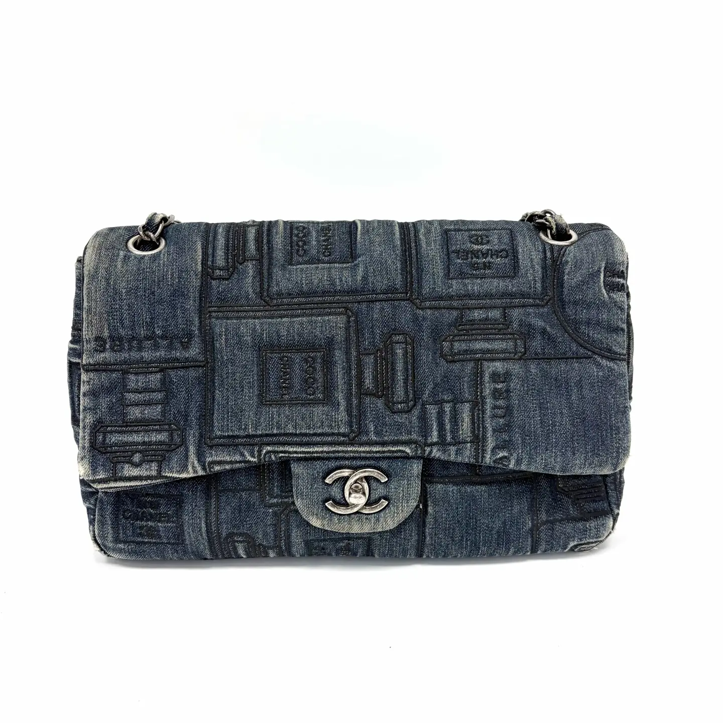 Pre-owned CHANEL Classic Flap Denim Coco Perfume Bottle 22 Series 2017 Base Length 30 Serial N22495803