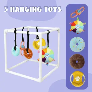 Dog Toy Frame Set with 5 Plush Pet Toys, Joyful Playtime for Pets, Randomly Sent Toys, Perfect Gift for Dog Owners