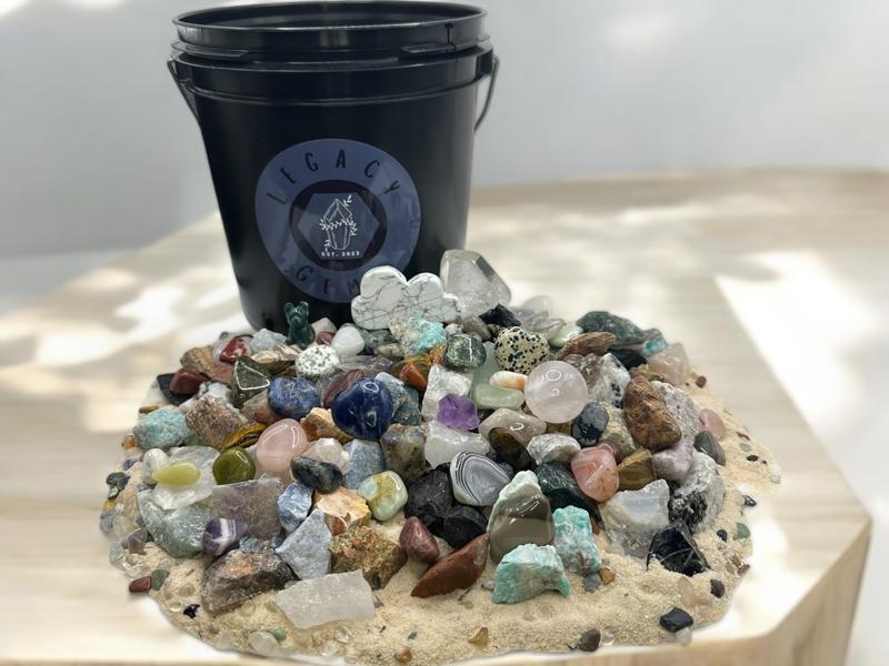 Rumble (Raw and Tumbled) Gemstone Mining Bucket - 1 Gallon Bucket - 12-14 lbs Total
