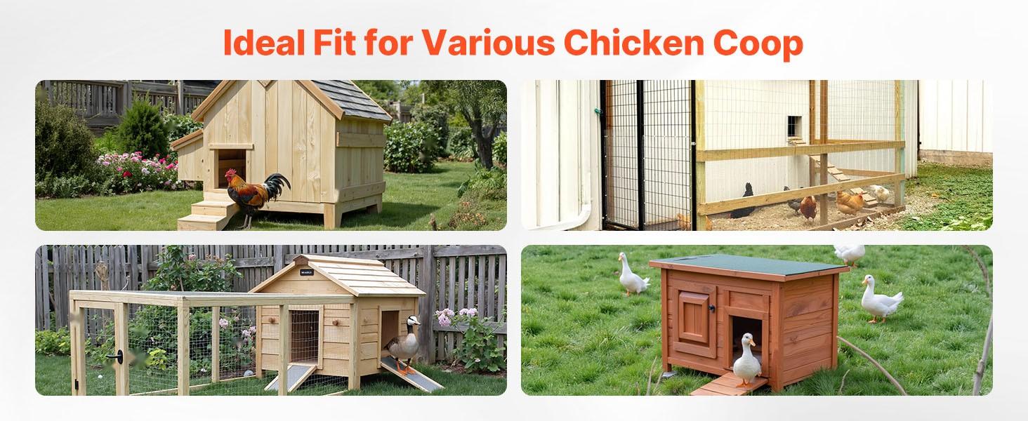 Automatic Chicken Coop Door System, Battery-Powered Door Opener with Timer and Manual Setting, Anti-Pinch Security, Durable Aluminum Alloy Construction, Weatherproof Sealing, Chick Run Gate, Orange