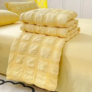 Solid Color Summer Quilt, Soft Comfortable Breathable Knitted Gauze Quilt, Lightweight Quilt for All Seasons, Bedroom Decor Perfect Choice