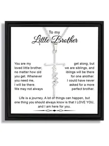 1 piece Valentine's Day themed cross letter necklace gift box with brother style for brother Cards and boxes with blessings