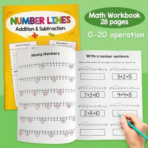 Addition/subtraction Number Lines Math Workbook for Kids Ages 6+, Interactive Learning Tool, 28 Pages Colorful Design, Perfect for Home & Classroom Use