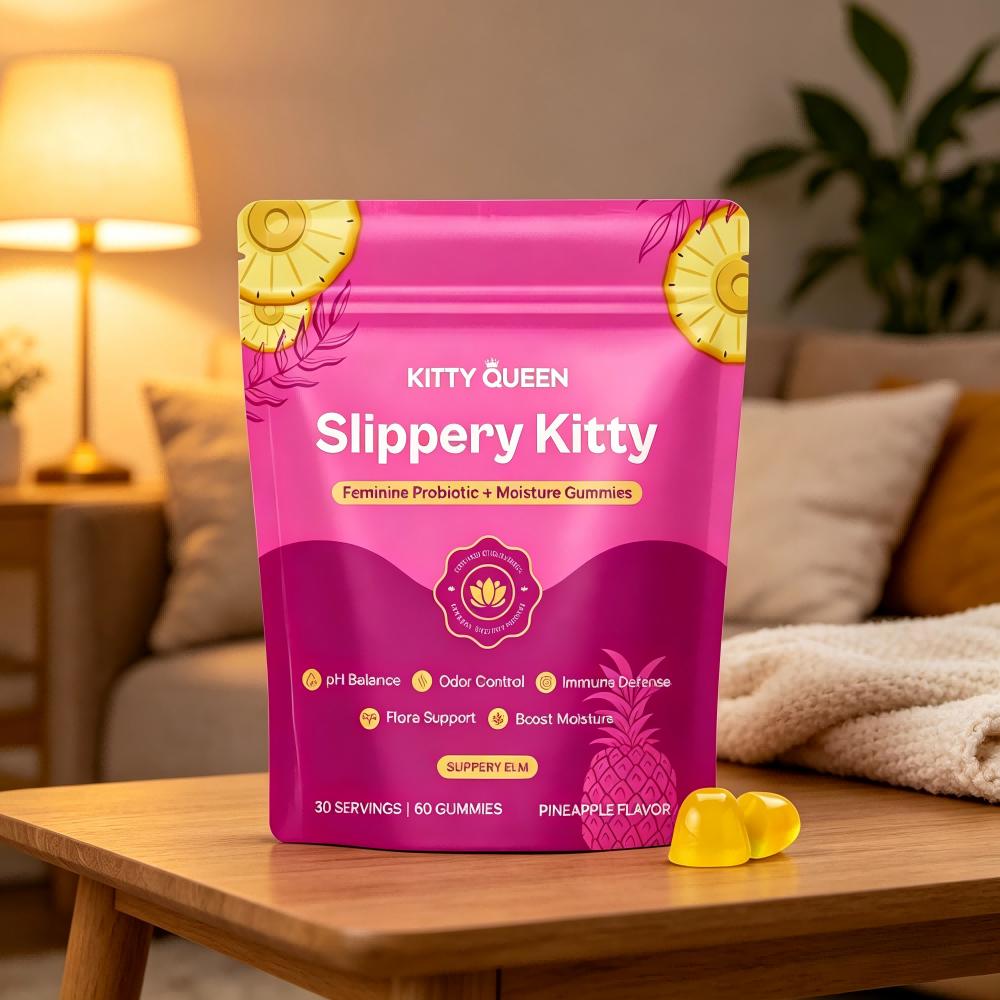 Women’s Intimate Wellness Probiotic Gummies for pH Balance & Comfort, Slippery Elm Prebiotics Lactobacillus, 60 Count Natural Formula Optimum Vitamin Supplement Supplement