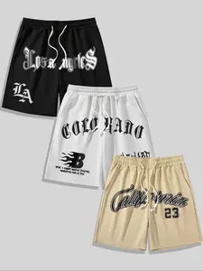 Men's Letter Print Boxer Brief, Stretchy Boxer Pants, Casual Comfy Breathable Underwear for Daily Wear, Mens Underwear for Summer