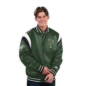 Starter Shutout Green Milwaukee Bucks Satin Varsity Jacket