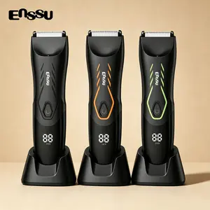 ENSSU Men’s Electric Body Hair Trimmer For Beard, Chest, Armpit & Pubic Hair | USB Rechargeable | Travel-Friendly w/ 3 Guard Combs, Charging Stand & Storage Pouch | Perfect for Home, Dating & Travel