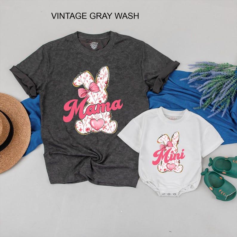 Custom Mama and Mini Easter Bunny Pink Bow Shirt, Bunny Pink Bow Easter, Trending Bow Toddler Easter Shirt, Happy Easter Day Gift, Mommy and Me