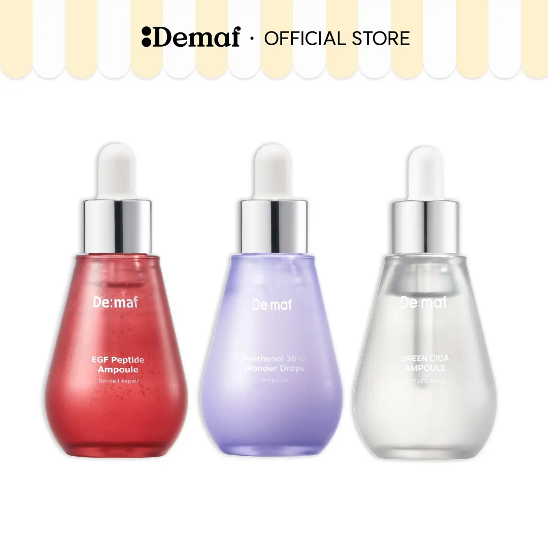 [De:maf Official] Ampoule Trio Set | Calming, Oil Control & Anti-Aging Hydration Routine
