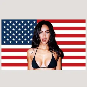Megan Fox American Flag Wall Hanging Tapestry, 3x5ft Polyester Fabric Banner, Home Bedroom Decoration, Room Decorations for Indoor-Outdoor Use, Decorative Gift
