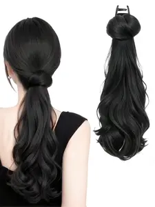 Glamorous Big Wave Claw Clip Ponytail Clip In Synthetic Hair Extension 16 Inch Loose Wavy Ponytail Natural Fluffy Look for Daily and Festive Use Womens Delicate Ponytail Hair Accessory Claw Clip Ponytail Synthetic Soft Hairpieces
