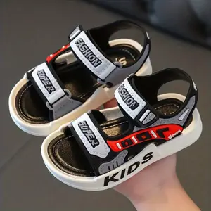 (New)Men's sandals, children's summer Velcro, student style, plus size baby soft soled beach shoes, men's shoes - lightweight, quick drying