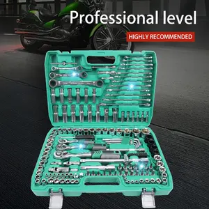 46/151/216-Piece Automotive Mechanic Tool Set, Multi-Functional Set with Sockets, Wrenches, and Ratchets, CR-V Grade, Includes Storage Case, High-Quality Tool Set for Car, Bicycle, and Motorcycle Maintenance