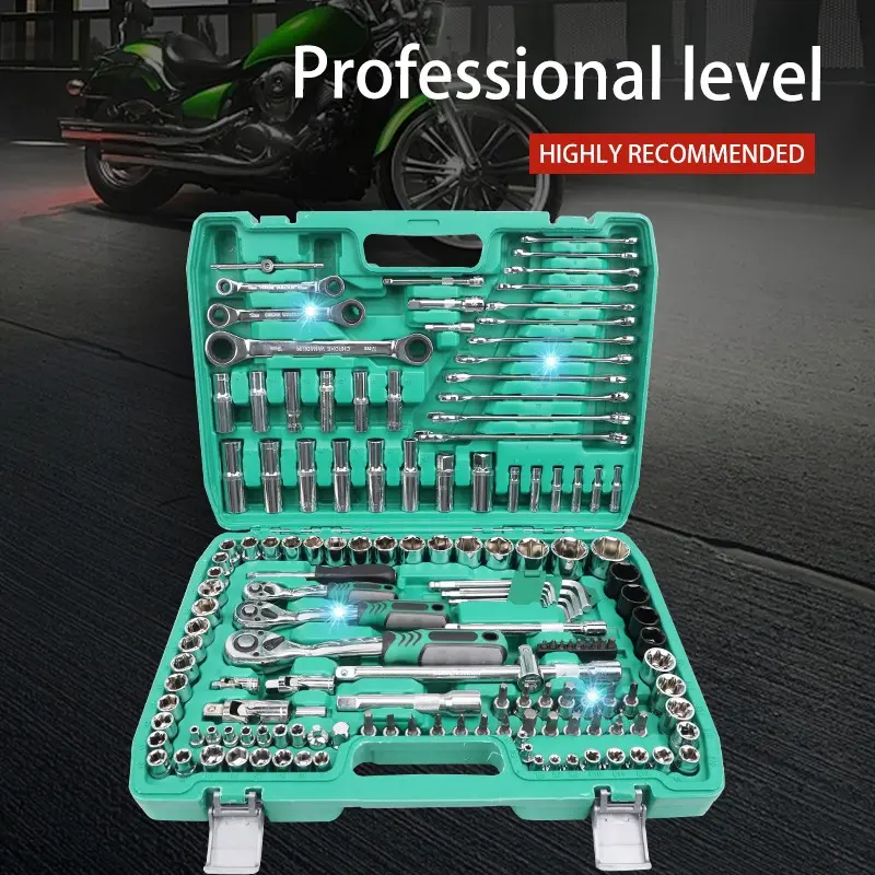 46/151/216-Piece Automotive Mechanic Tool Set, Multi-Functional Hand Tools Set with Sockets, Wrenches, and Heavy Duty Ratchets, CR-V Grade, Includes Storage Case, High-Quality Tool Set for Car, Bicycle, and Motorcycle Maintenance