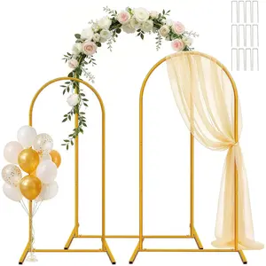 Arch Backdrop Stand Set of 3 (4/5/6ft), Stable Background Stand with 12Ground, Arch Frame for Wedding, Birthday, Baby Shower, Bridal Shower,, Decoration, Gold