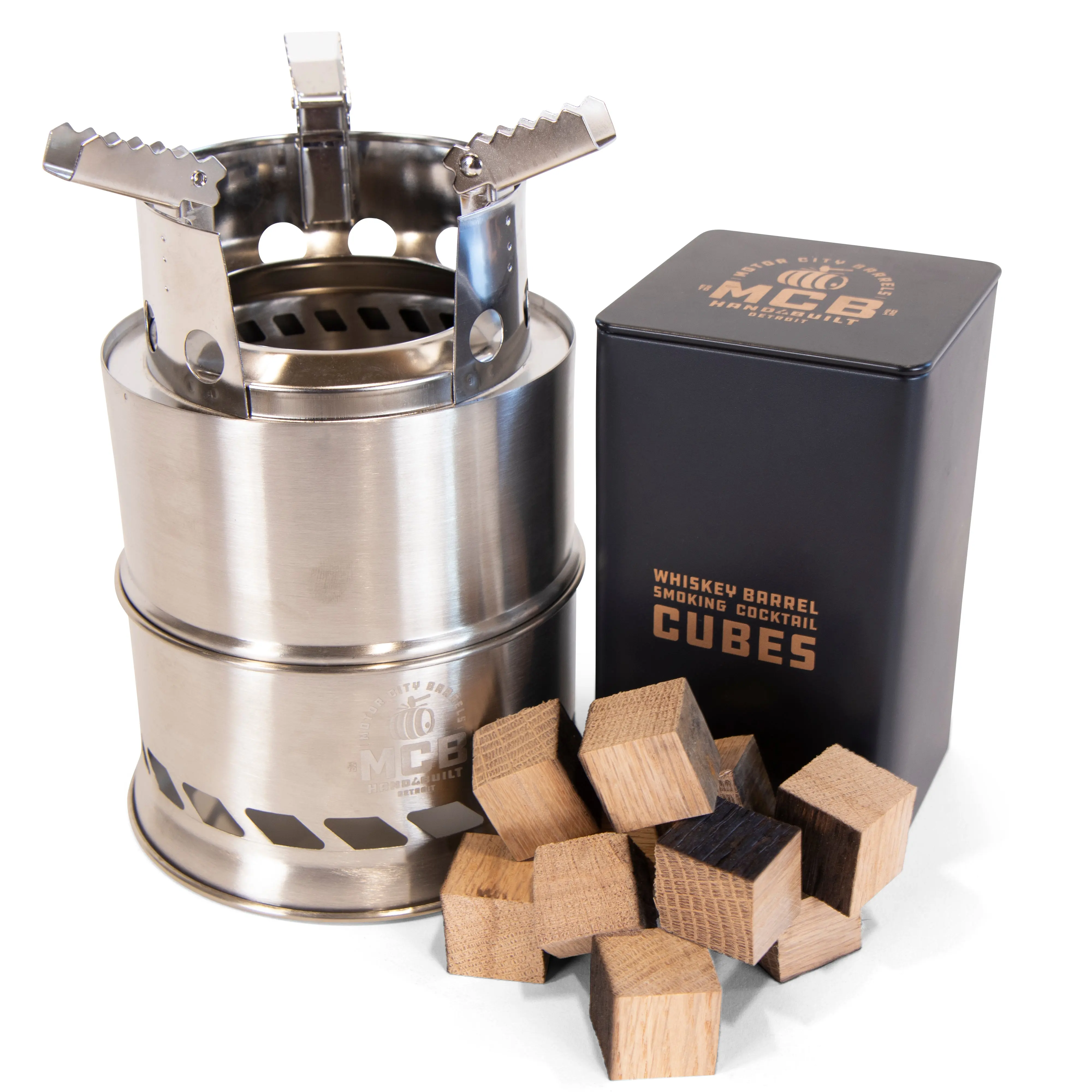 Mini Smokeless Campfire Pit with Smoking Wood Barrel Cubes