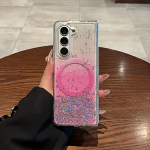 Ultra-thin Dropshadow Glitter Magnetic Suction For Samsung Zfold6 Phone Case New Foldable Screen Zfold5 Simple Internet Celebr Flip Cover Fall Protection Case