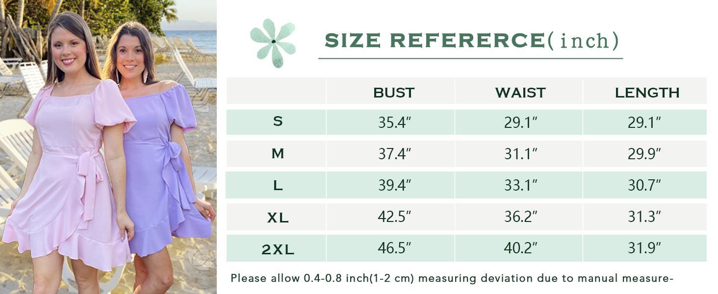 OFEEFAN Womens Summer Dresses Square Neck Puff Sleeve Tie Waist Short Dress SpringStatements