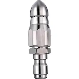 Sewer Jetter Nozzle Kit, 1/4 Inch Quick Connect Stainless Steel Drain Cleaning Tool, Nose Jetting Nozzles for Unclogging Pipes General Household Drains