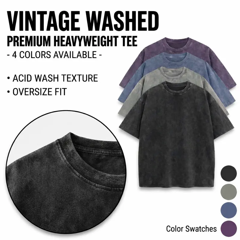 Women's OVELA Vintage Acid Wash Cotton Oversized T-Shirt - Short Sleeve, Round Neck, Baggy Loose Fit, Minimalist Basic Style Top for Summer Gym, Casual Wear,summervibes