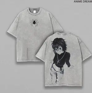 Shizuku Hunter X Hunter, Phantom Troupe Anime Double Printed Vintage Washed Tee Unisex Oversize Heavyweight Cotton T-shirt for Anime Fans and Lovers