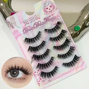 Wispy Doll Cat Eye False Lashes, made with feathered faux mink fibers and an invisible clear band. The lightweight crisscross design creates a captivating eye-widening effect. Perfect for daily wear, Halloween parties, and photo-ready looks！