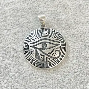 Sterling Silver 925 Horus Eye Oxidized Pendant Charm