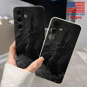 Straight Edge Phone Case for Samsung S24 ultra plus S25 S23 S22 Ultra Plus Fallen Angel Pattern Shockproof Silicone TPU Bumper Drop Protection Soft Cover