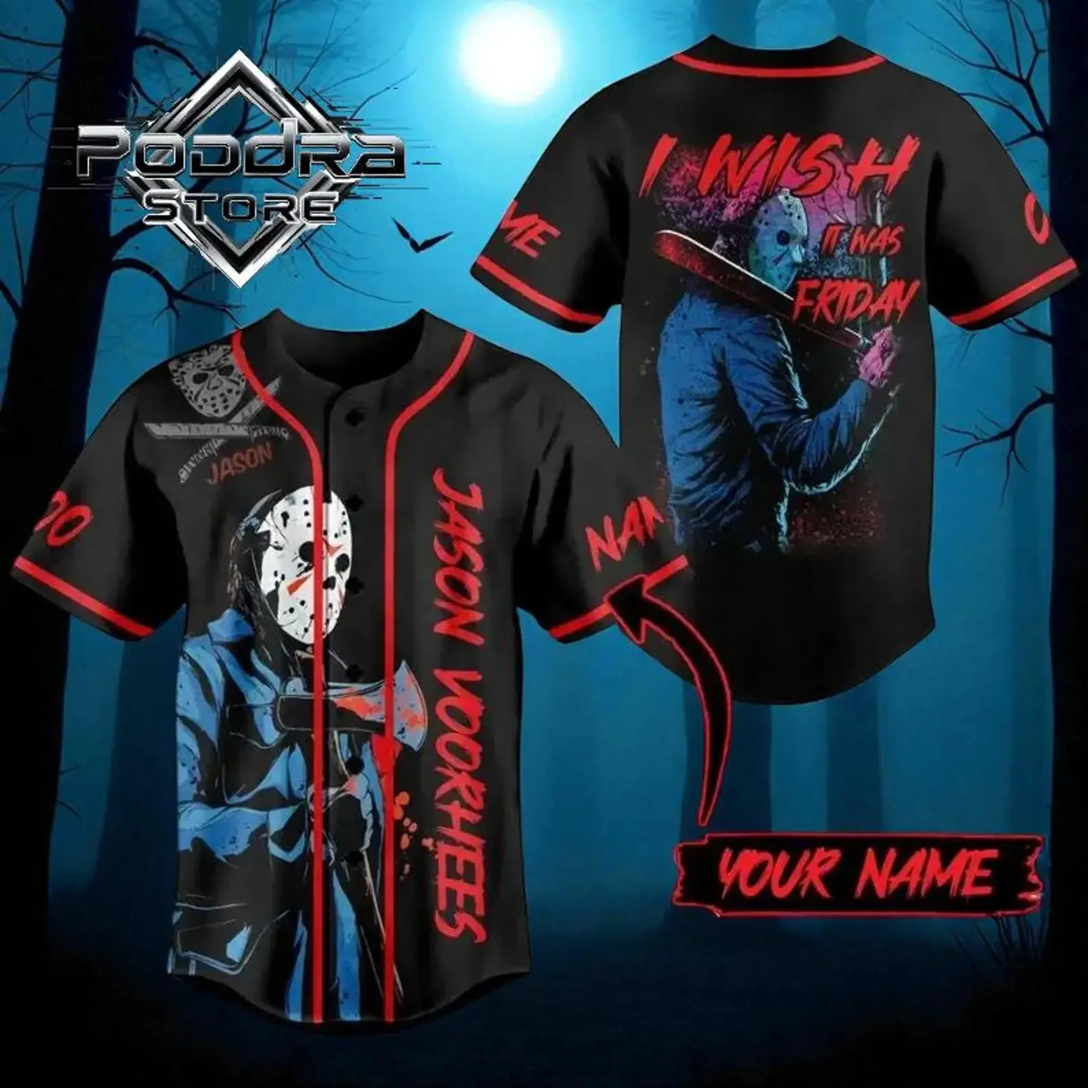 Custom Jason Voorhees Baseball Jersey, Horror Movie Costume