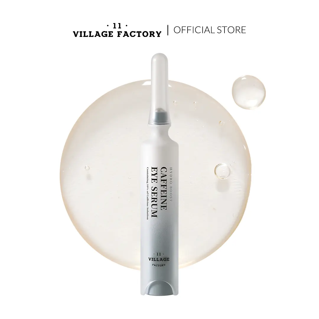 VILLAGE11FACTORY Hydro Boost Caffeine Eye Serum (10ml / 0.33 fl oz) – 10% Caffeine + Niacinamide + Peptide Eye Treatment for Puffiness, Dark Circles & Fine Lines | Cooling Roll-On