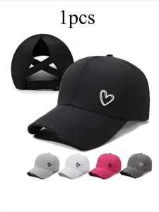 Spring and Summer Outdoor Sports Cross-Back Ponytail Quick-Drying Cap with Breathable Mesh for Sunshade and UV Protection, Cross-Border European and American Baseball Cap, Sports Outdoor Hats