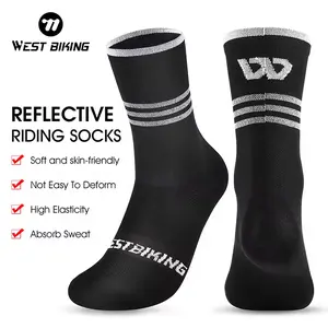 WEST BIKING Digital Colorful Reflective Socks. Breathable Sweat Absorbing Cycling Socks, Deodorizing All Seasons Sport Biking Sock