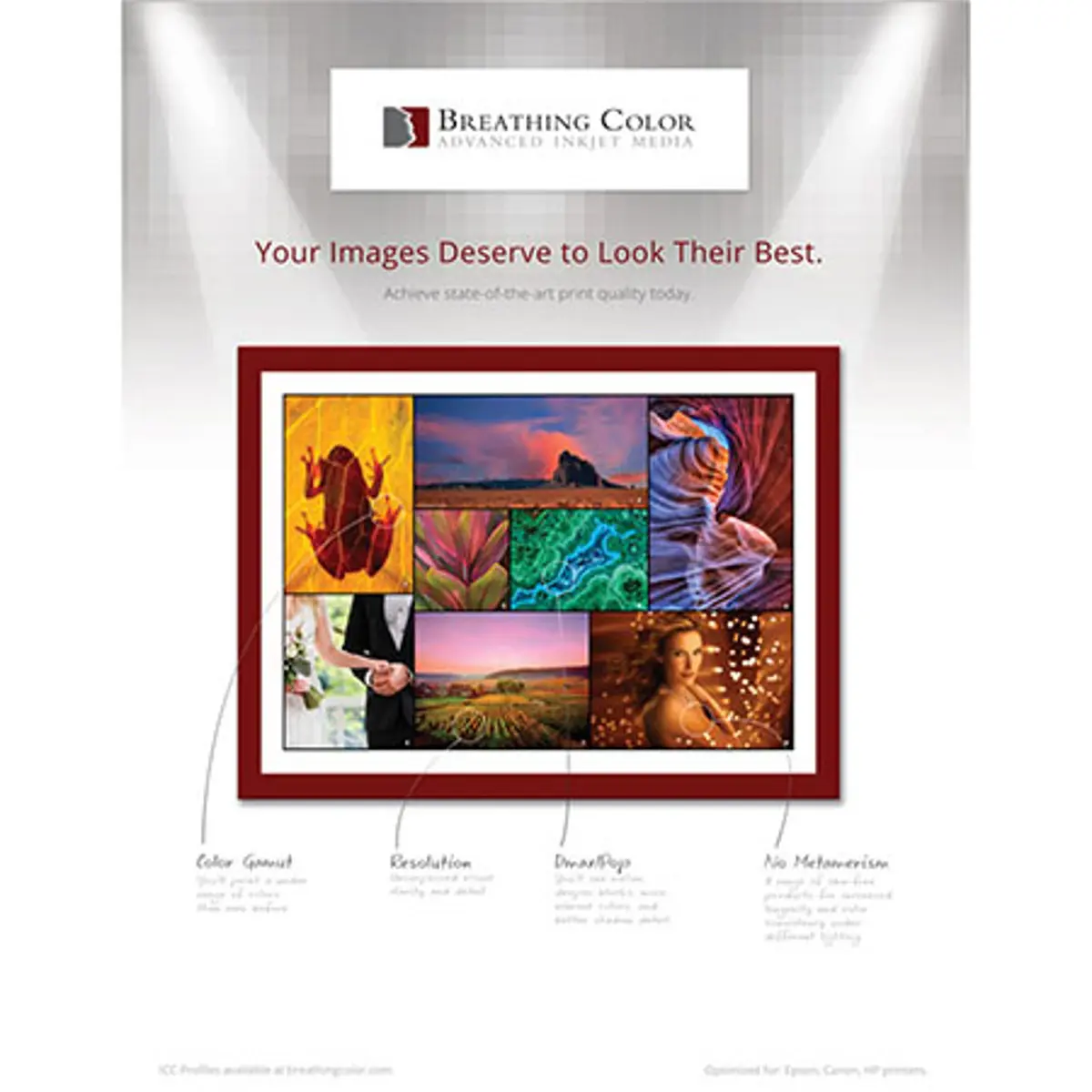 Breathing Color Vibrance Gloss Photo Paper, 10mil, 225gsm, 17x22", 50 Sheets