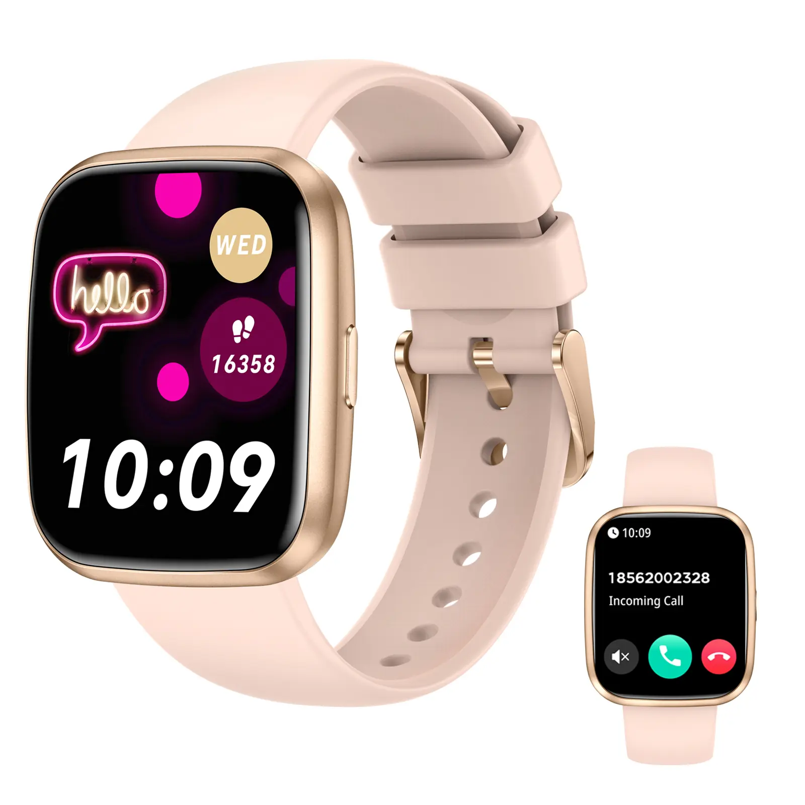 Women Wearable Touchscreen SmartWatch ,1.75" AMOLED Fitness Tracker, Bluetooth Call/Answer, 100+ Sports Modes, Heart Rate/SpO2/Sleep Monitor, IP68 Waterproof, Calorie , AI Tracking Wristwatch, Health Watch, Compatible with Android & iPhone Smartphone