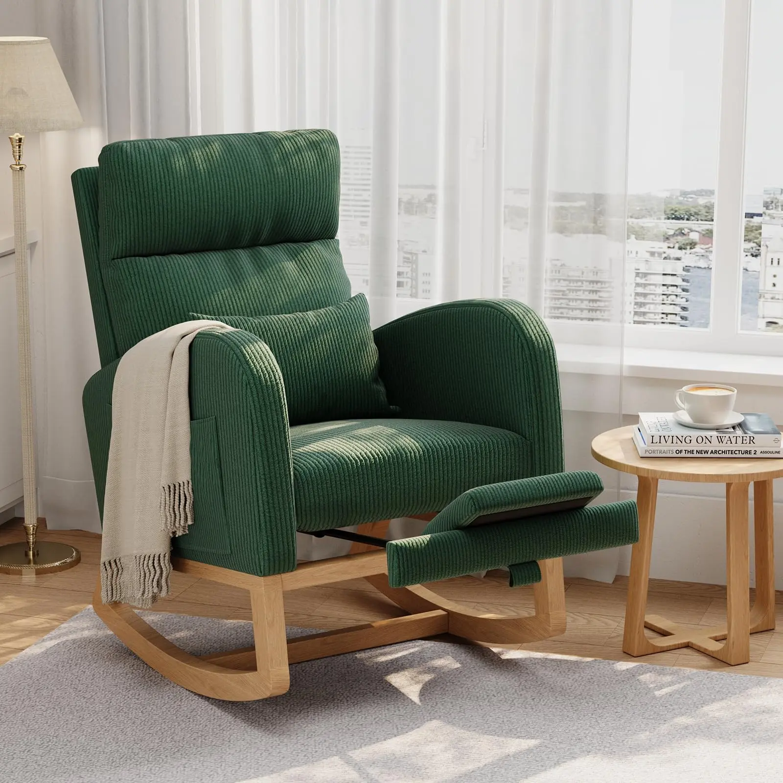 Dark green corduroy with footrest
