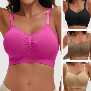 4PCS Women's Wireless Bra Comfort Bralettes Suitable for up to 44DD No Underwire Unlined Cami Bra Seamless Tshirt Bras Sports Bra Everyday Daily Wear Breathable Mother’s Day # Womenswear Bridal