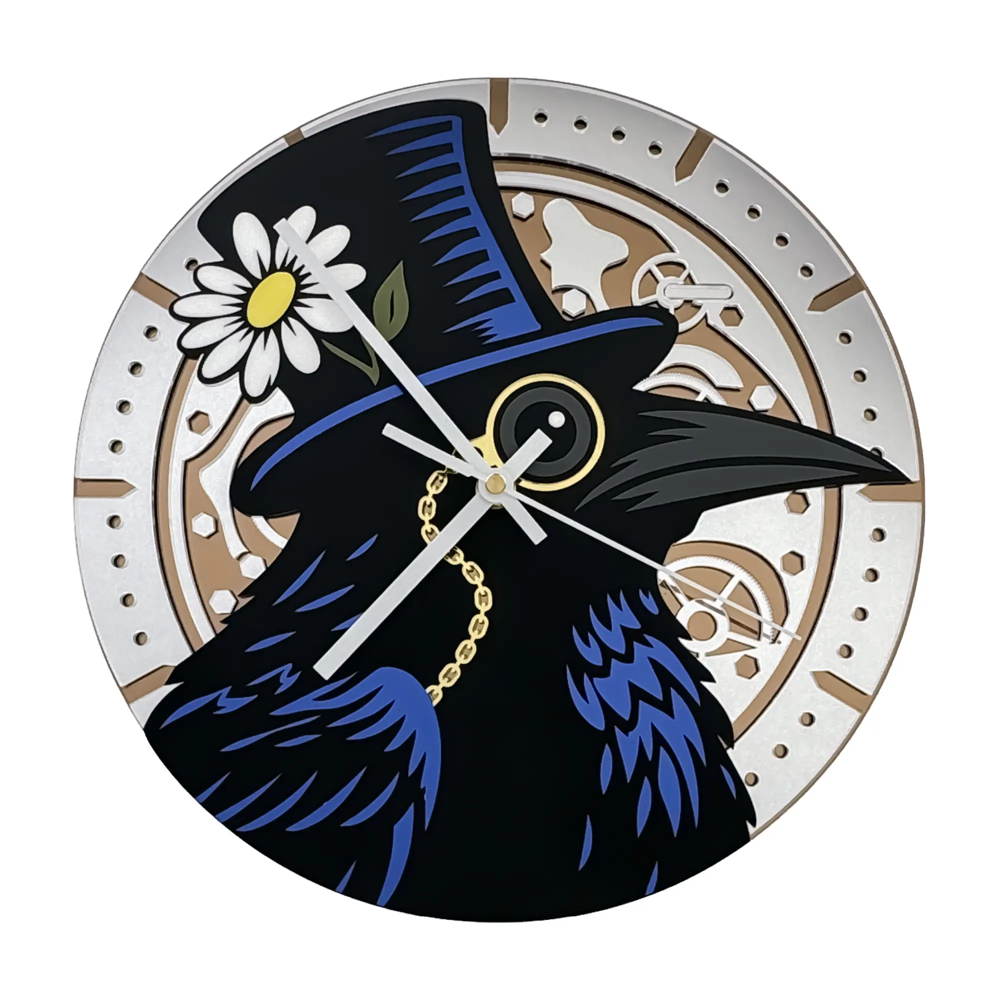 Crow Wall Clock | Dapper Victorian Gothic Acrylic Handmade Wall Clock