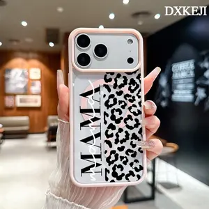 Leopard Print MAMA Pattern Magnetic MagSafe Phone Case for iPhone 17 Air/16 Pro Max 15 Pro 14 13 12 11 Plus Lightweight Shockproof Slim Protective Cover Supports Wireless Charging Case Casing