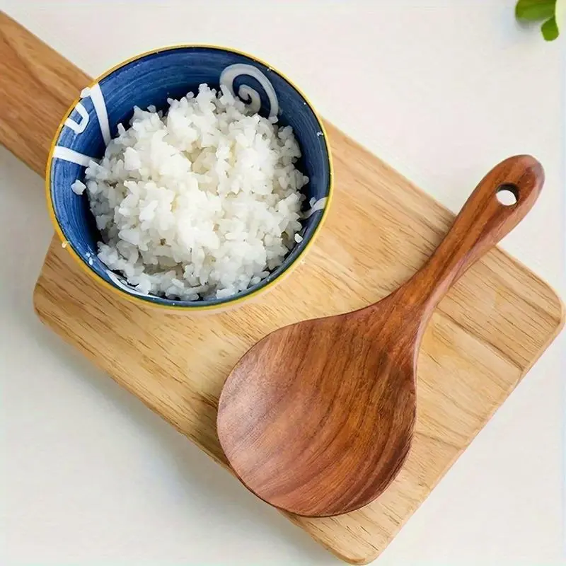 Wooden Rice Spoon, 1 Count Reusable Non-stick Rice Spoon, Washable Kitchen Rice Spoon, Simple Kitchen Gadgets, Household Kitchen Products, Cooking Utensils, Cooking Tools